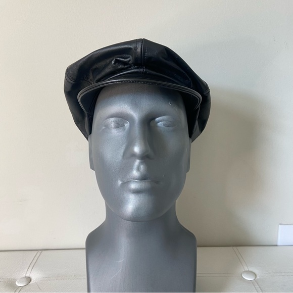 Lord & Taylor Vintage Newsboy Leather Biker Driving Hat - Picture 4 of 12